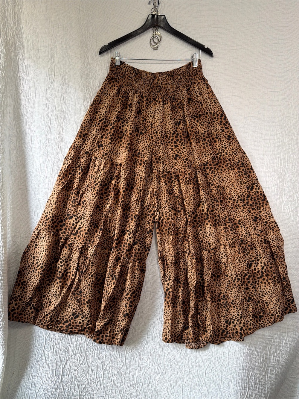 Aerie Party Pants Women Large Palazzo Leopard Print Super Wide Leg New with FLAW - Picture 16 of 16